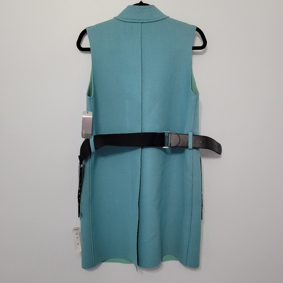 NWT Gracia Women's Longline Belted Vest Size L Turquoise Blue Wool Blend FLAWED - Picture 16 of 16